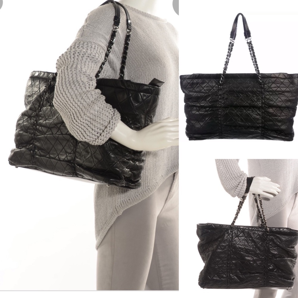 CHANEL Black Quilted Leather Tote
